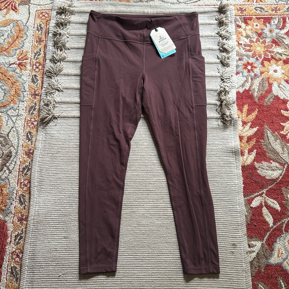 PrAna Electa Leggings tights yoga running cycling brown COCOA NEW NWT XL